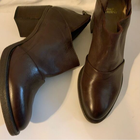 Johnston and Murphy Brown Back zip Block Heels size 8.5 - Picture 5 of 16